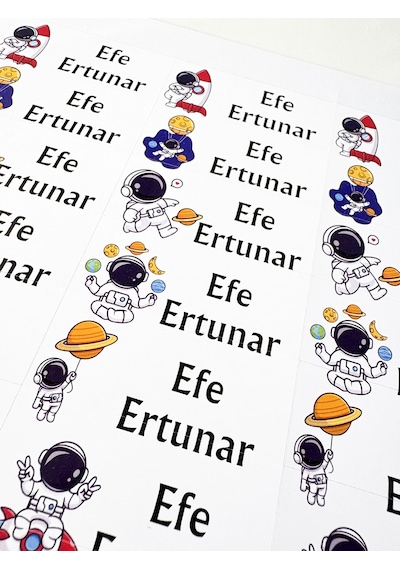 Uzay Temalı İsimli Okul Etiketi - 170 Adet Lacivert