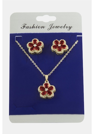 Çiçek Zirkon Taşlı Set Kolye Çok Renkli 23645803
