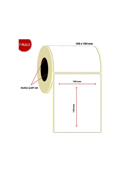 Barkod 100x150 Termal Etiket Eko Termal 250 Sarım 7 Rulo 1750 Adet