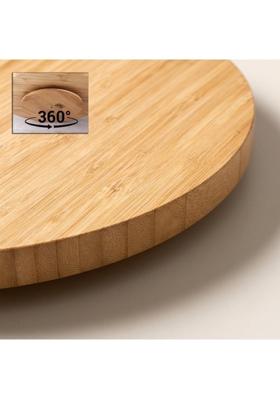 360 Dönerli Bambu Sunum Tablası, 30 Cm Çap, 2,2 Cm Kalınlık, Yuvarlak Servis Tepsisi, Doğal Bambu Rengi, Kahvaltı Ve Peynir Sunumu İçin, 1 Adet Çok Renkli