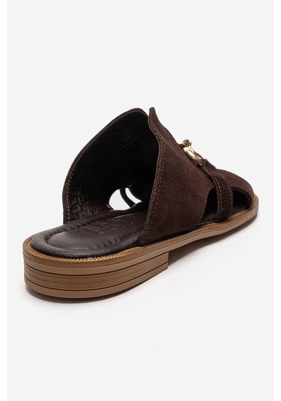 Luvishoes Favor Kahverengi Süet Hakiki Deri Önü Kapalı Kadın Terlik
