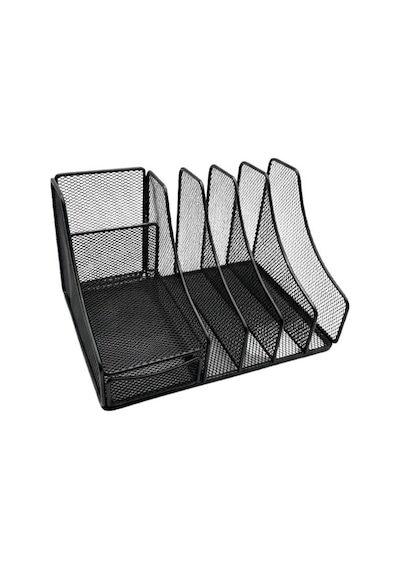 Temel Siyah Metal Mesh Masaüstü Organizer Çekmeceli Dosyalık 25x18x15 Cm 9538