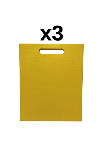 3'lü Türkay 32.5x26.5x2 Cm Saplı Polietilen Kesme Tahtası Kesim Levhası Sarı 1145