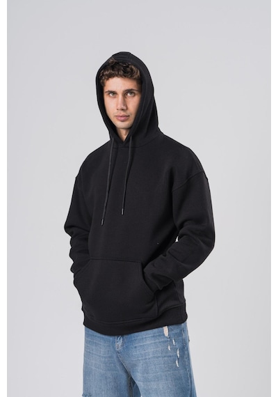 Coal City Erkek Siyah 3 İplik Şardonlu Oversize Kapüşonlu Sweatshirt Yumuşak Dokulu Coal City Erkek Siyah 3 İplik Şardonlu Oversize Kapüşonlu Sweatshirt Yumuşak Dokulu