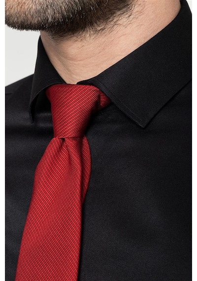 Tudors Slim Fit Dar Kesim Düz Erkek Gömlek-19030 Siyah
