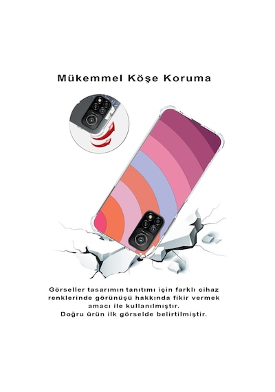 Xiaomi Redmi 9c Köşe Korumalı Antişok Kapak Renk Cümbüşü Tasarımlı Şeffaf Silikon Kılıf