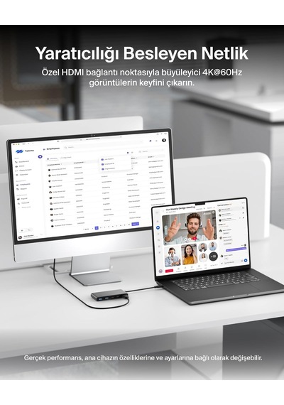 Belkin Avc023 7in1 100w Usb-c Multiport Hub 2x Usb-c , 2x Usb-a , 1x Hdmı 4k 60hz , Sd&micro Sd Card Reader - Uzay Grisi