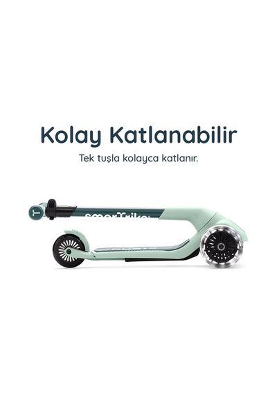 Smartrike Xtend Mini-ride 4 Aşamalı Büyüyen Oturaklı Scooter 1-9 Yaş Katlanabilir Led Tekerlekli Sage Green