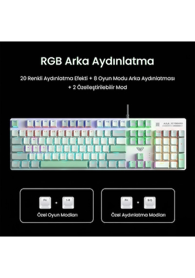 Aula S500 Blue Switch Rgb Makrolu Kablolu Gaming Mekanik Oyuncu Klavyesi
