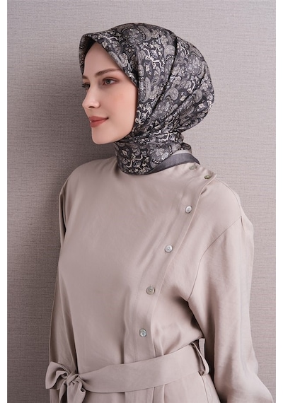 Armine İpek Eşarp 2027 Kış - 9609-84 Füme Gri Sura