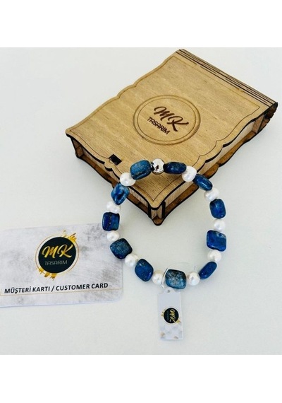 Gerçek Inci -lapis Lazuli Bileklik Mktasarım Özel Kutusunda Mktasarım Özel Müşteri Kartlı Çok Renkli