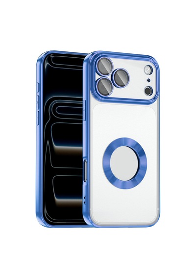 Zore Apple iPhone Uyumlu 17 Pro Kılıf Kamera Korumalı Logo Gösteren Zore Omega Kapak - Mavi