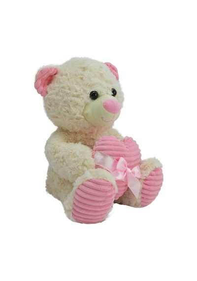 62915 35 Cm Kalbi Kurdeleli Peluş Ayı -hly Açık Bej