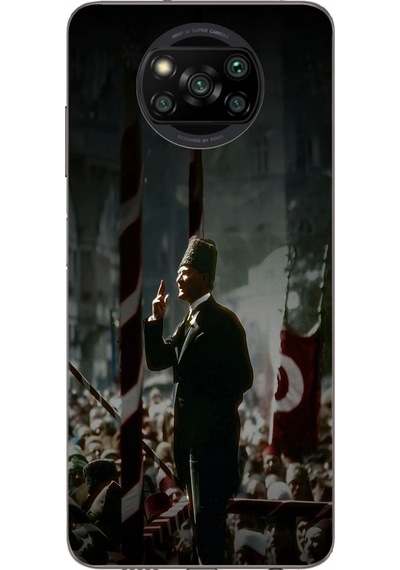 Poco X3 Uyumlu Atatürk Hitap Ediyor Baskılı Silikon Kılıf Renkli