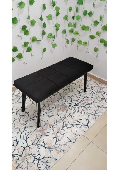 Özcan Metal Metal Tasarım Ayaklı Metal Kasalı Bench Mutfak Salon Antre Yatak Odası Puf Bank Siyah