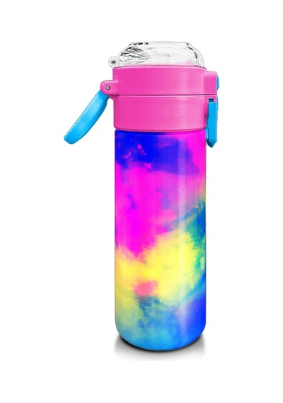 Coral High Kids Renkli Batik Desenli Pipetli Ve Direkt İçim Çelik Termos 500 Ml 31958 Açık Kırmızı