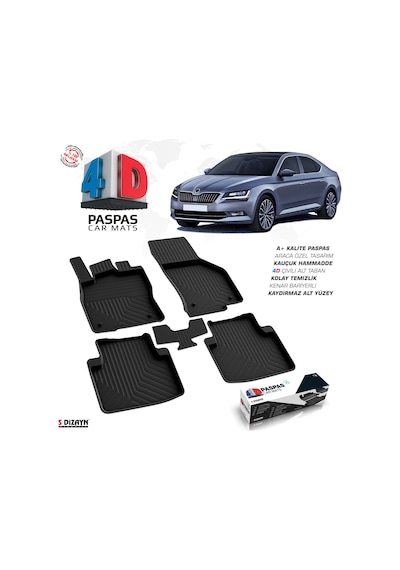 Skoda Superb 4d Havuzlu Paspas 2015-2023 A+kalite 4ds-85799