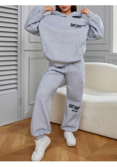 Gri East Hampton Baskılı Kapüşonlu Sweatshirt Ve Eşofman Altı Eşofman Takımı Gri Gri East Hampton Baskılı Kapüşonlu Sweatshirt Ve Eşofman Altı Eşofman Takımı Gri