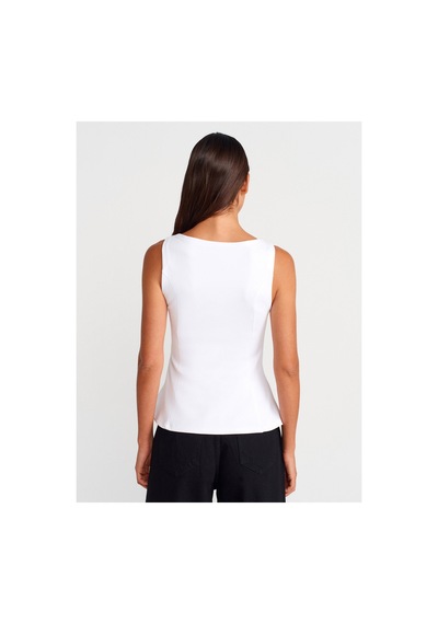 Dilvin 21001 Kayık Yaka Peplum Top-beyaz
