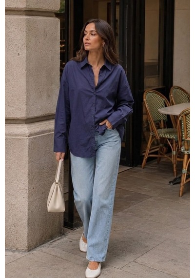 Seeh Mor Oversize Basic Kadın Gömlek Sh268