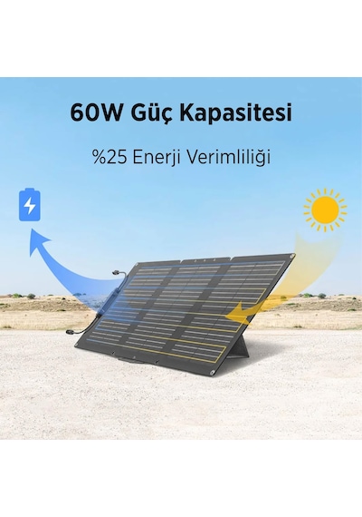 Bix 60w Katlanabilir Taşınabilir Solar Şarj Paneli Ip67 Suya Dayanıklı Usb-a Usb-c Ve Dc Çıkışlı Power Station Uyumlu Kamp Karavan Outdoor Güneş Paneli