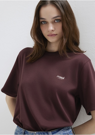 Mavi - Mavi Jeans Baskılı Bordo Tişört 1613804-70223 Bordo