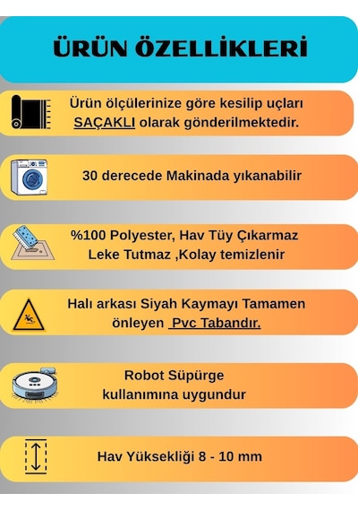 Kaymaz Tabanlı Saçaklı Yıkanabilir Leke Tutmaz Kesme Kabartmalı Salon Koridor Mutfak Halısı Krem