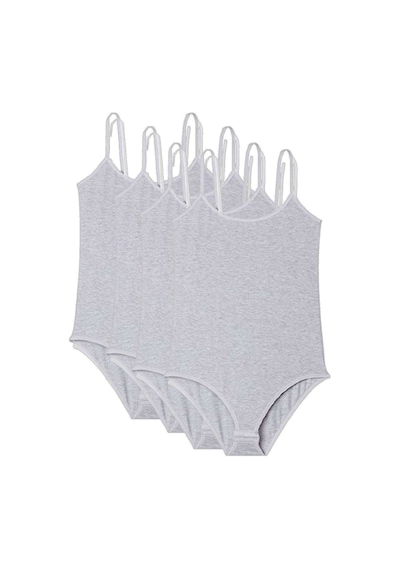 Seher Yıldızı Beyaz Renk 12'lü Paket Seher Ip Askılı Kadın Çıtçıtlı Body Gri