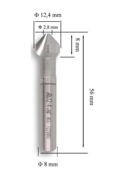 Mte 12,4 Mm 90 Havşa Freze Hss Dın 335/c