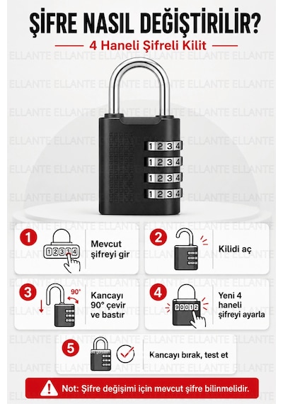 Şifreli Asma Kilit 4 Haneli Kombinasyon Kilidi Anahtarsız Metal Güvenlik Kilidi Dolap Bavul Çanta İç