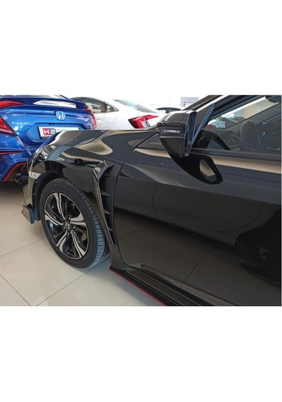 Honda Civic FC5 İçin Uyumlu-FK7 Yan Çamurluk Izgarası Kalın Model Piano Black