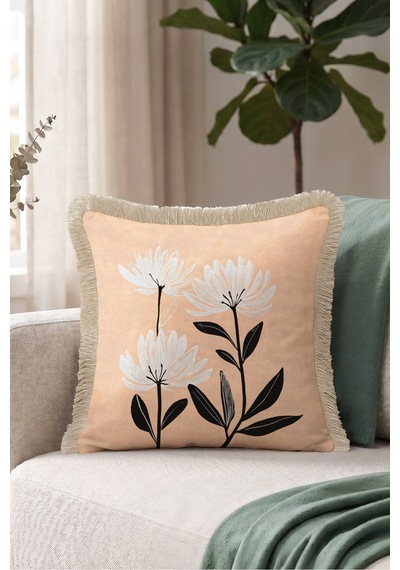 Çiçek Tasarımlı Botanik Saçaklı Yastık Kılıfı - Natürel Floral Siyah Vizon Püsküllü Kırlent Kılıfı Uzak Lagün Opal Çiçek Tasarımlı Botanik Saçaklı Yastık Kılıfı - Natürel Floral Siyah Vizon Püsküllü Kırlent Kılıfı Uzak Lagün Opal