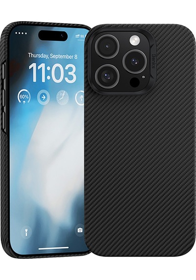 Apple Uyumlu iPhone 16 Pro Kılıf Benks M-safe Metal Kamera Çerçeveli Magnetik Armorair 600d Kevlar Fiber Siyah Siyah
