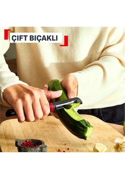 Tefal Ingenio+ Çift Bıçaklı Sebze & Meyve Soyacağı 001 Siyah