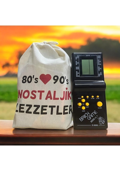 Kese Siyah Tetrisli Nostaljik Hediye Paketi 80'ler 90'lar