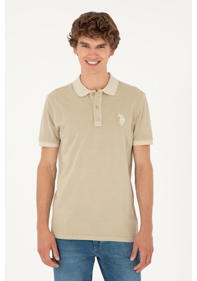 U.S. Polo Assn. Erkek Slim Fit Polo Yaka Açık Haki Basic Tişört 50294207-VR183