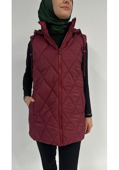 Belissimo Kapşonlu Şişme Yelek Bordo