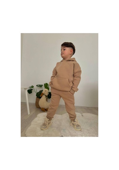 Jeliboomkidswear Kapşonlu Erkek 2li Takım Bej