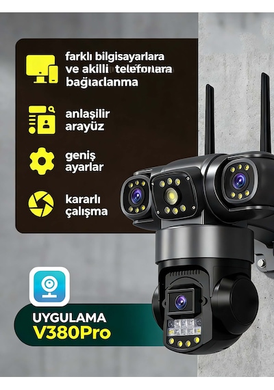 24 Saat Kablosuz 4g Sım + 9mp Kamera İki Yönlü Sesli Alarm Ip66 Su/toz Korumalı Güvenlik Sistemi
