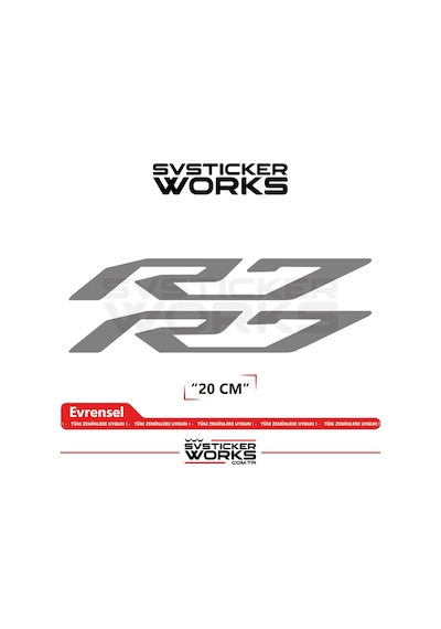 Yamaha R7 Uyumlu Yazı Sticker Yüksek Kalite Özel Kesim Folyo 2'li Set Gri