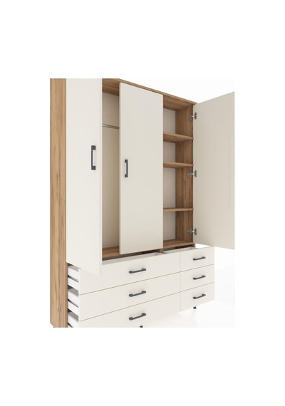 Arges Dolap 5 Raflı 6 Çekmeceli Tek Askılı 132x30x195 Çam-aytaşı/aytaşı Aytası/aytası Arges Dolap 5 Raflı 6 Çekmeceli Tek Askılı 132x30x195 Çam-aytaşı/aytaşı Aytası/aytası