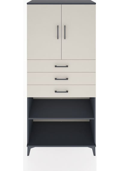 Hyperion Dolap 3 Raflı 3 Çekmeceli 2 Kapaklı 88x44x195 Antrasit-aytaşı Antrasit