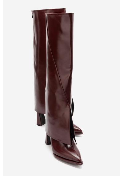 Luvishoes Luvi Shoes Aja Bordo Kadın Kalın Topuklu Çizme Olabilen Bot Bordo