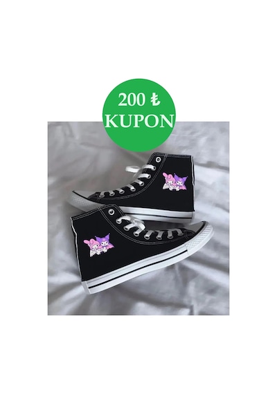 Günlük Keten Bilekli My Melody & Kuromi Baskılı Siyah Uzun Convers Sneaker Canvas Spor Ayakkabı Melody & Kuromi Günlük Keten Bilekli My Melody & Kuromi Baskılı Siyah Uzun Convers Sneaker Canvas Spor Ayakkabı Melody & Kuromi