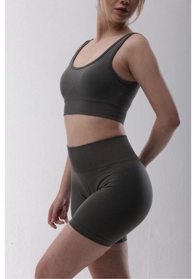 Playsportswear Seamless Gri Normal Bel Kısa Fitted Basic Sporcu Tayt Gri