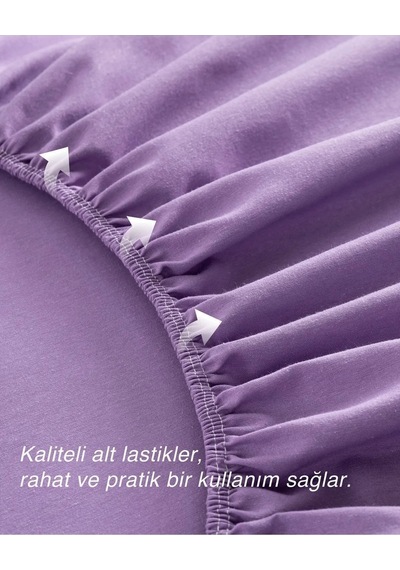 %100 Pamuklu Penye Kumaş Tek/çift Kişilik Lastikli Çarşaf Mor