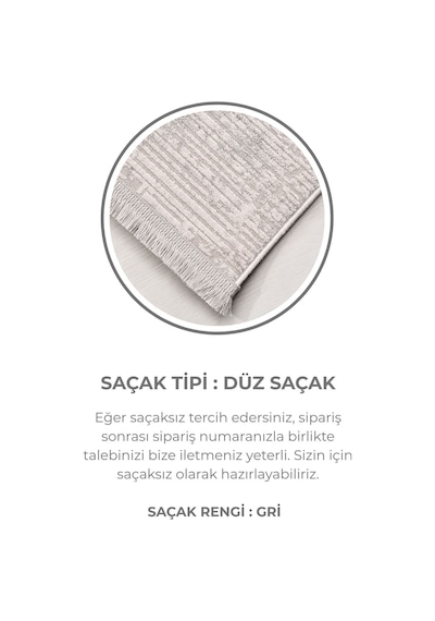 Florance Modern Salon Halısı Geniş Ölçü, Pet Dostu, Yumuşak Dokulu, Kolay Temizlenen, Özel Kesim Gri - Beyaz