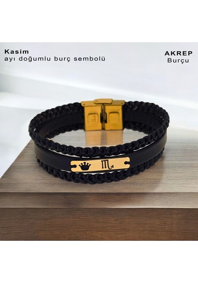 Archin Kasım Ayı Doğumlarına Taç Motifli Hakiki Siyah Derili 14 Ayar Altın Plakalı Hediye Bileklik-397ay Kasım Archin Kasım Ayı Doğumlarına Taç Motifli Hakiki Siyah Derili 14 Ayar Altın Plakalı Hediye Bileklik-397ay Kasım