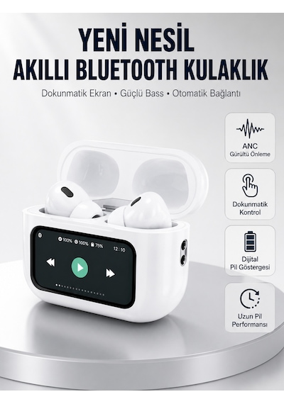 Dokunmatik Ekranlı Bluetooth Kulaklık Anc Gürültü Önleme Suya Dayanıklı Yeni Nesil - Lisinya