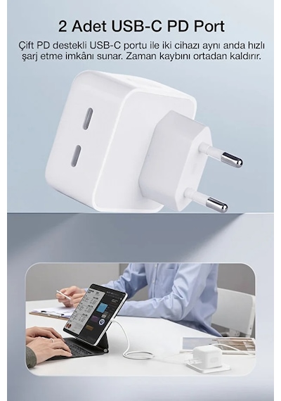Pd 50w Lightning Hızlı Şarj Başlığı + Kablo Apple Uyumlu Uyumlu iPhone Uyumlu Güç Koruma Çipli 1 Adet